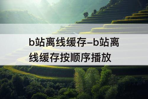b站离线缓存-b站离线缓存按顺序播放