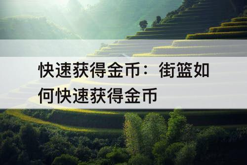 快速获得金币：街篮如何快速获得金币