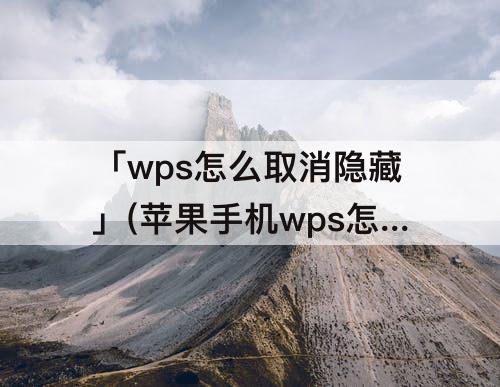 「wps怎么取消隐藏」(苹果手机wps怎么取消隐藏)