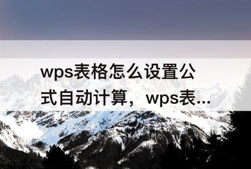 wps表格怎么设置公式自动计算，wps表格怎么设置公式自动计算减法