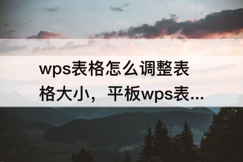 wps表格怎么调整表格大小，平板wps表格怎么调整表格大小