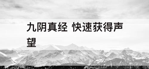 九阴真经 快速获得声望