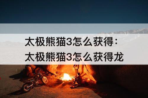 太极熊猫3怎么获得：太极熊猫3怎么获得龙