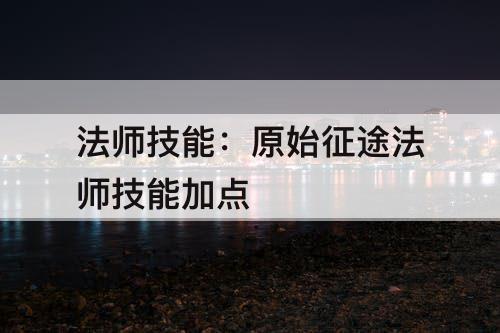 法师技能：原始征途法师技能加点