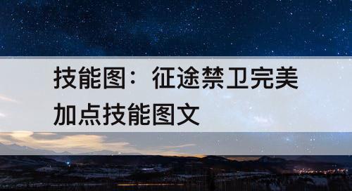 技能图：征途禁卫完美加点技能图文