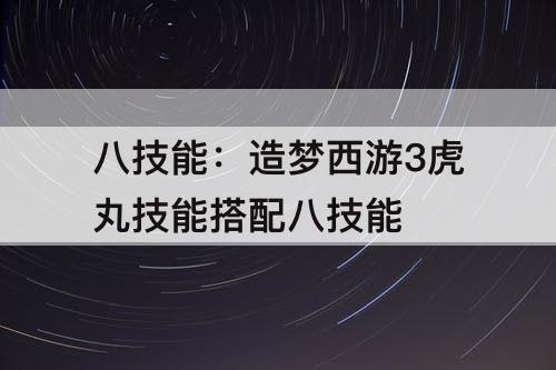 八技能：造梦西游3虎丸技能搭配八技能