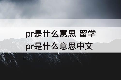 pr是什么意思 留学pr是什么意思中文