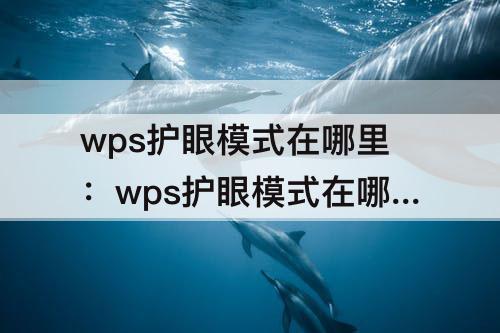 wps护眼模式在哪里：wps护眼模式在哪里平板