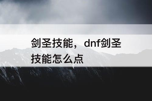 剑圣技能，dnf剑圣技能怎么点