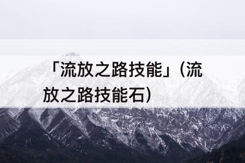 「流放之路技能」(流放之路技能石)