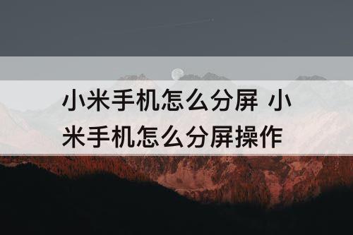 小米手机怎么分屏 小米手机怎么分屏操作