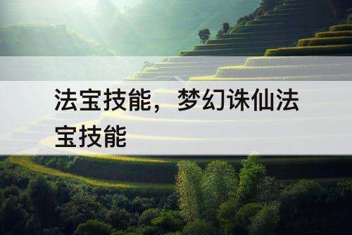 法宝技能，梦幻诛仙法宝技能