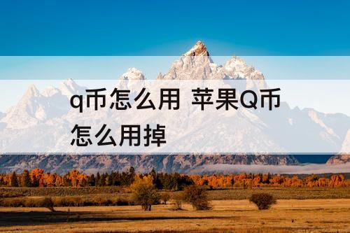 q币怎么用 苹果Q币怎么用掉