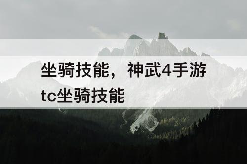 坐骑技能，神武4手游tc坐骑技能