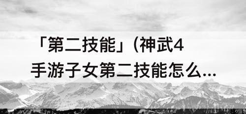 「第二技能」(神武4手游子女第二技能怎么开启)