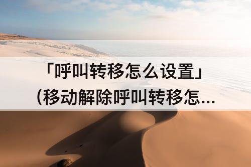 「呼叫转移怎么设置」(移动解除呼叫转移怎么设置)