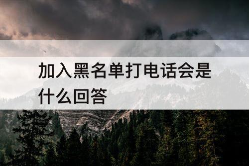 加入黑名单打电话会是什么回答