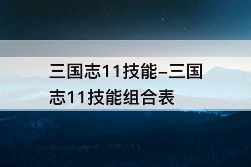 三国志11技能-三国志11技能组合表