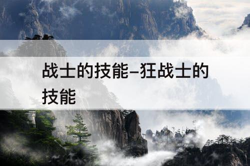 战士的技能-狂战士的技能