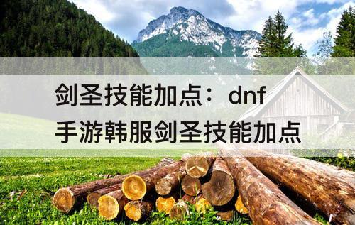 剑圣技能加点：dnf手游韩服剑圣技能加点