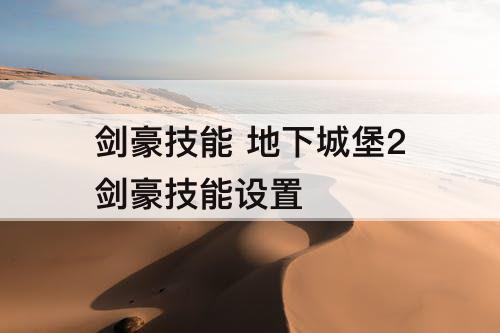 剑豪技能 地下城堡2剑豪技能设置