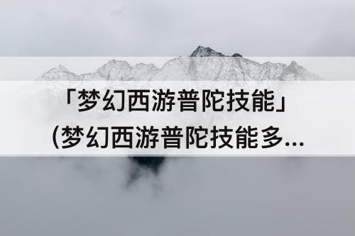 「梦幻西游普陀技能」(梦幻西游普陀技能多少秒6)