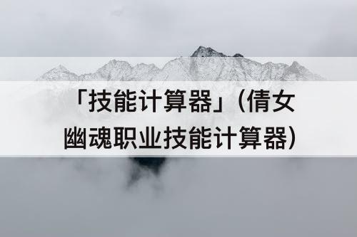 「技能计算器」(倩女幽魂职业技能计算器)
