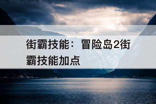 街霸技能：冒险岛2街霸技能加点