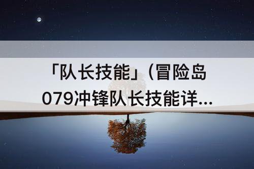 「队长技能」(冒险岛079冲锋队长技能详解)