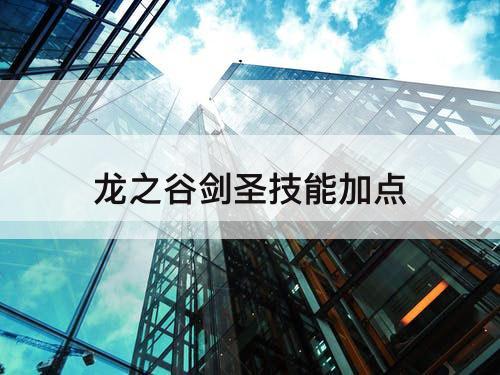 龙之谷剑圣技能加点