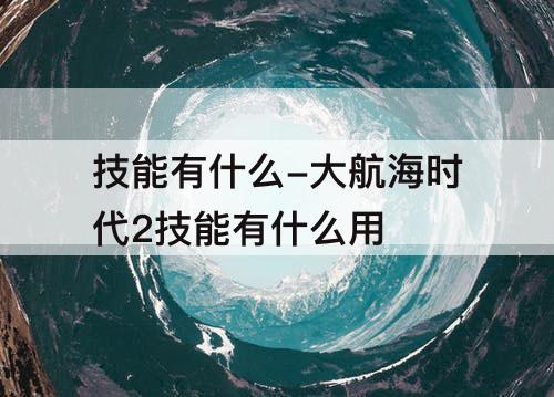技能有什么-大航海时代2技能有什么用