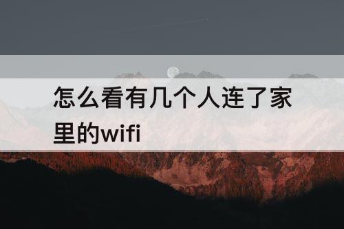 怎么看有几个人连了家里的wifi