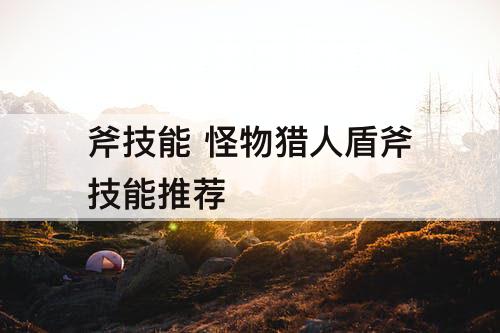 斧技能 怪物猎人盾斧技能推荐