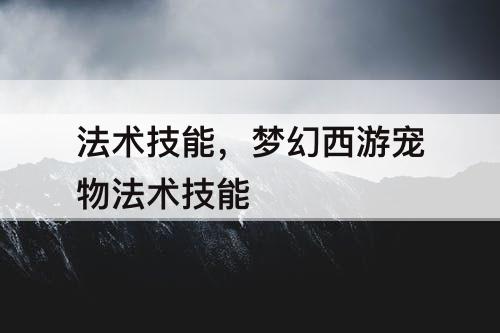 法术技能，梦幻西游宠物法术技能