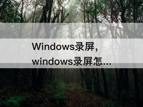 Windows录屏，windows录屏怎么录内置声音