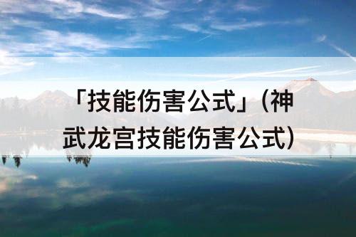 「技能伤害公式」(神武龙宫技能伤害公式)