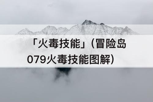 「火毒技能」(冒险岛079火毒技能图解)