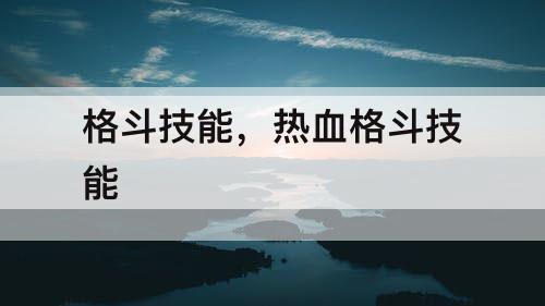 格斗技能，热血格斗技能