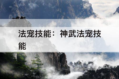 法宠技能：神武法宠技能