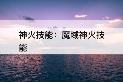 神火技能：魔域神火技能
