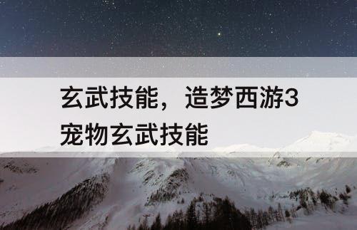 玄武技能，造梦西游3宠物玄武技能