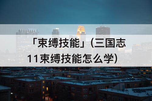 「束缚技能」(三国志11束缚技能怎么学)