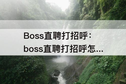 Boss直聘打招呼：boss直聘打招呼怎么设置