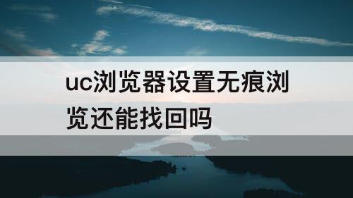 uc浏览器设置无痕浏览还能找回吗