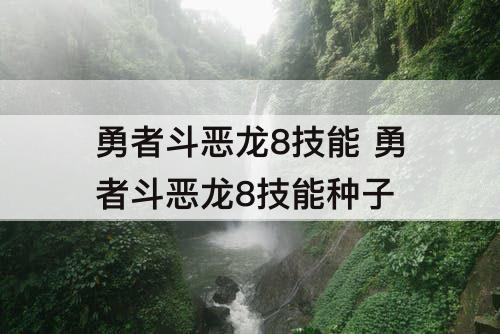 勇者斗恶龙8技能 勇者斗恶龙8技能种子