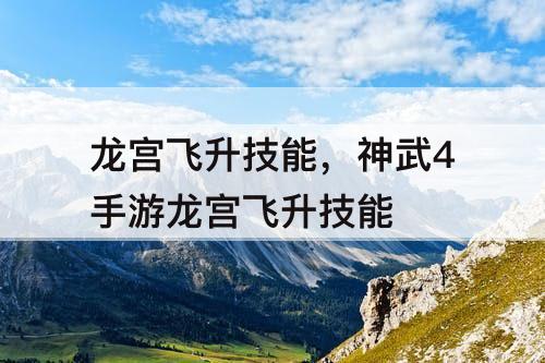 龙宫飞升技能，神武4手游龙宫飞升技能