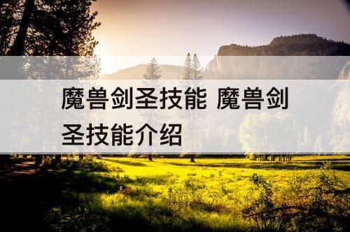魔兽剑圣技能 魔兽剑圣技能介绍
