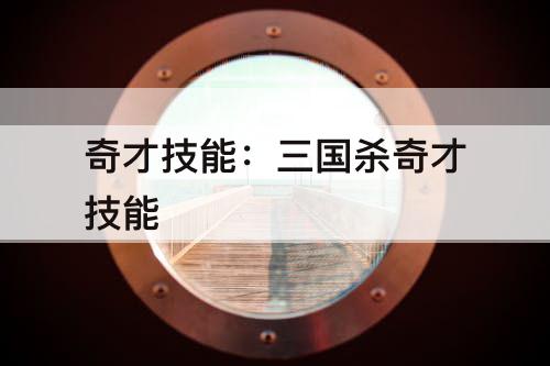 奇才技能：三国杀奇才技能