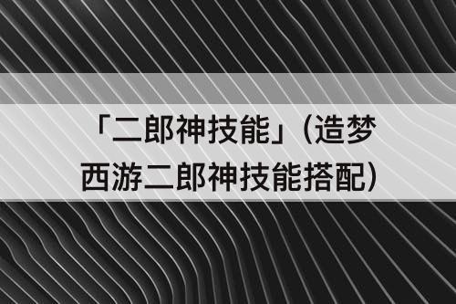 「二郎神技能」(造梦西游二郎神技能搭配)