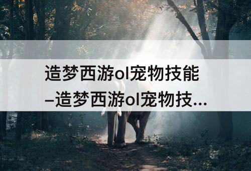 造梦西游ol宠物技能-造梦西游ol宠物技能怎么刷的比五星还多